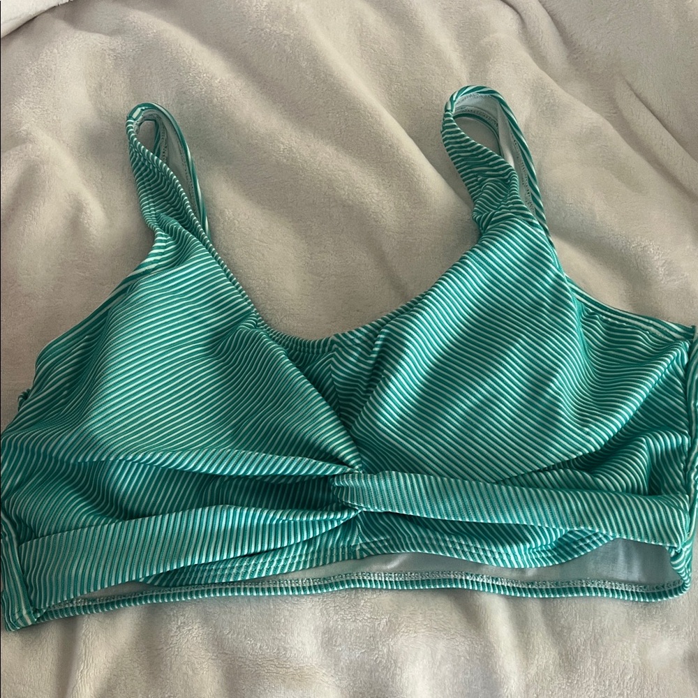 Striped Teal swim top